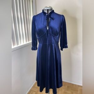 Hell Bunny Blue Velvet Dress LARGE